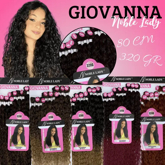 Cabelo Fibra de Proteína Cacheado Modelo Giovanna Noble Lady 80cm 320g 9 Telas