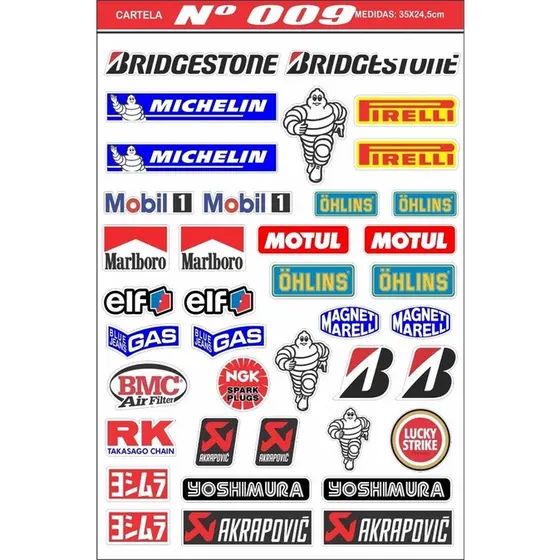 Cartela Adesivos Personalizados Carro Moto Bike Motocross 09