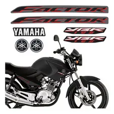 Kit Adesivo Lateral Factor Ybr 125 2009 Vermelho + Emblemas