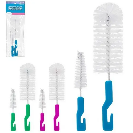 Kit Escova Limpa Garrafa Mamadeira 2 Em 1 Limpa Bico - Lavar Mamadeira