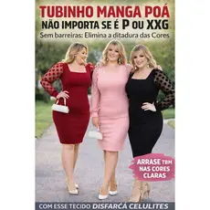 Vestido Moda Evangélica Cristã Godê Social Tubinho com Tule Midi Manga Comprida de Tulr Poá