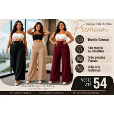 CALÇA PLUS SISE MAIS VENDIDA PRETA PANTALONA NA PROMOÇÃO CINTURA ALTA SOCIAL BOCA LARGA CÓS ALTO BOTÕES MODELADORA