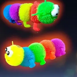 Brinquedo Centopéia Lagarta com Luz De Apertar E Esticar Colorida Brinquedo Infantil LED Macio de Aperta Maluca Infantil Com 5 Cores