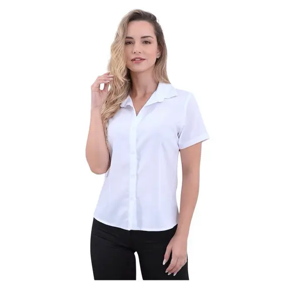 camisete preta e branca camisa social feminina manga curta.