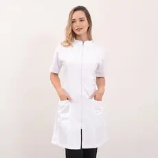 Jaleco avental  Branco Médica manga curta Enfermeira dentista  Gabardine Premium Feminino
