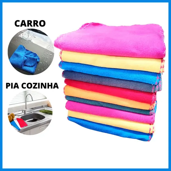 10un. Pano de Microfibra Para Limpeza Pano Microfibra Automotivo 20x25 Pequeno