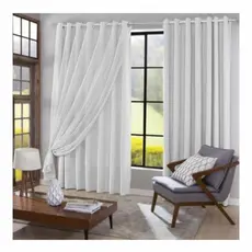 Cortina MADRI LUXO 3,00 x 2,50 c/ VOIL Branco - Decoração Quarto, Sala, Escritório, Janela