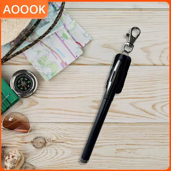 Cordão Porta Caneta Portátil Couro PU Bolsa Para Crachá Preto