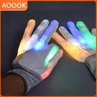 Luvas Luminosas Coloridas Na Ponta Do Dedo Poliéster Com Luzes LED Eventos Rave Em Clubes E Festas Desempenho De Palco
