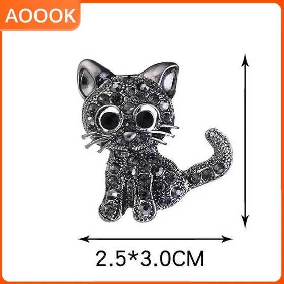 Feminino Adorável Estilo Espumante Cristal Strass Dos Desenhos Animados Jóias Gato Peito Cachecol Presente Pino Broche M