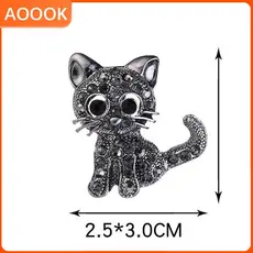 Feminino Adorável Estilo Espumante Cristal Strass Dos Desenhos Animados Jóias Gato Peito Cachecol Presente Pino Broche M