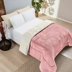Coberdrom Casal Queen King Manta Flanel Extra Macio Pele De Carneiro Sintético Sherpa