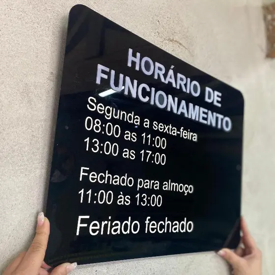 Placa Comercio Horario De Funcionamento 35x45