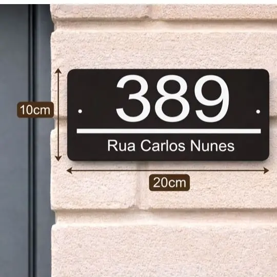 Placa De Endereço E Número Para Casas, Condomínios E Empresa 20x10