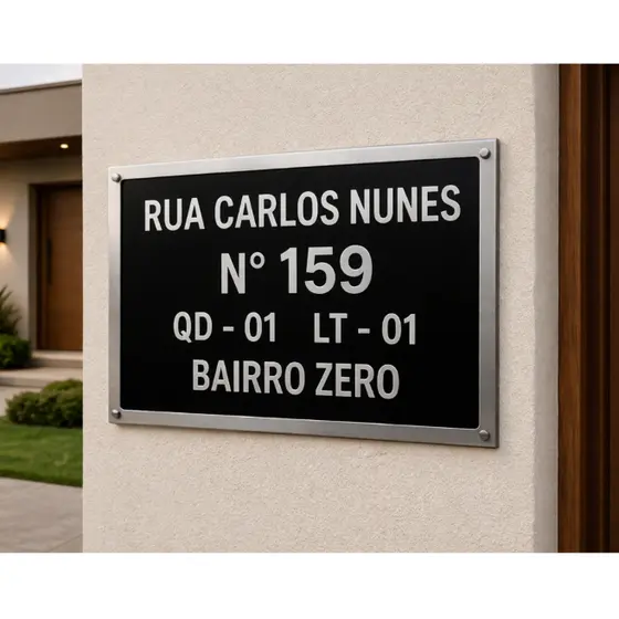 Placa de Número Residencial Personalizada 20x30cm Acrílico Quadra Lote Casa Bairro