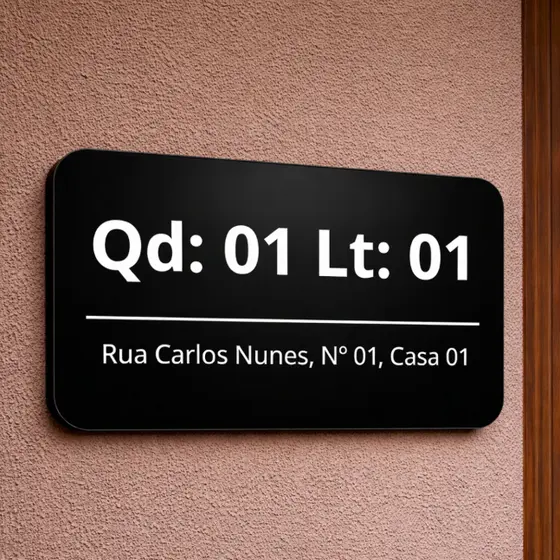 Placa de Endereço Quadra Lote Numero Rua Acrílico 20x30