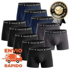 Kit Com 10 Cuecas Masculina Boxer Em Microfibra Polo Fit