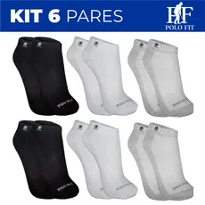 Kit 6 Pares Meias Soquete Cano Curto Baixo Unissex Masculina Feminina Polo