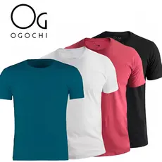 Camiseta Ogochi Lisa Masculina Algodão Original Básica Casual Dia a Dia Slim
