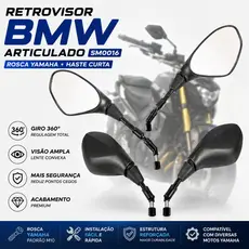 Retrovisor BMW Articulado Yamaha F800 Giro 360 Convexo moto Fazer Factor Ybr