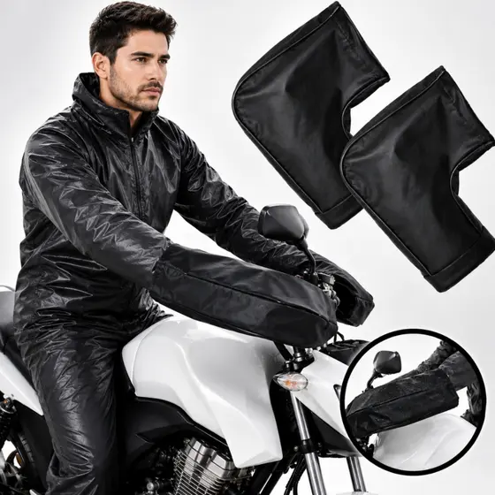 Protetor de Mão para Moto luva de Guidão para motociclista couro ecologico Yess Conetion
