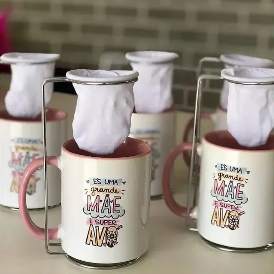 caneca + coador dia dos avós personalizamos como quiser nome, foto