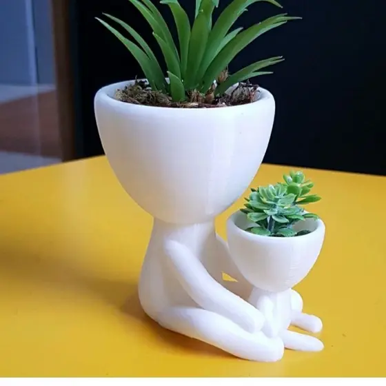 Vaso Decorativo para Suculentas 9CM Robert Plant Bob Mãe e Filho - Sem a Planta