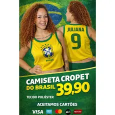 CROPET FEMININO BRASIL PERSONALIZADO NOME E NUMERO