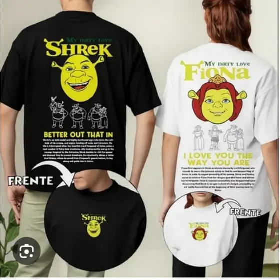 camiseta casal Shrek 100% algodão