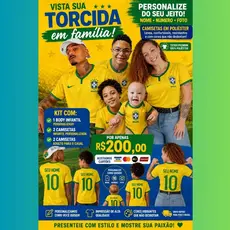 5 Camisetas Brasil Copa em Família Personalizada