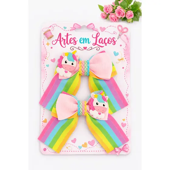 Par de Laços de Cabelo no bico de pato Acessório infantil menina kit com 2 unidades