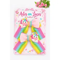 Par de Laços de Cabelo no bico de pato Acessório infantil menina kit com 2 unidades