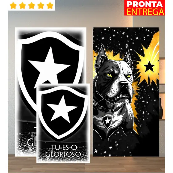 Toalha de Banho e Rosto/Mão Time Botafogo Praia Piscina Felpa Estampada