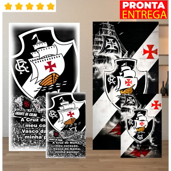 Toalha de Banho Praia e Rosto/Mão Vasco Piscina Felpa Estampada