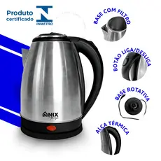 Chaleira Elétrica Inox 2 Litros Jarra Térmica Desligamento Automático Ferve Água Rápido Café Chá