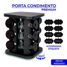Porta Temperos Profissional Giratório Potes Vidro com Tampa Dosadora Condimentos Envio Imediato