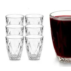 Jogo 6 Copos Baixos Diamond 300ml Vidro Grosso Diamante Luxo