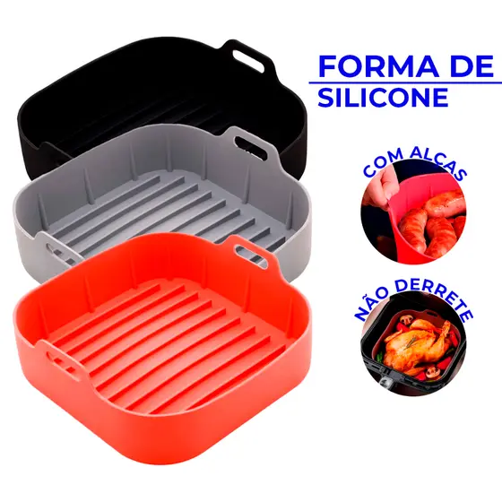 Formas De Silicone Quadrada Air fryer Antiaderente Cesto Silicone Fritadeira Elétrica Grande