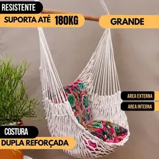 Rede Cadeira Balanço Descanso Teto Suspensa Trançada Reforçada - Varias Cores