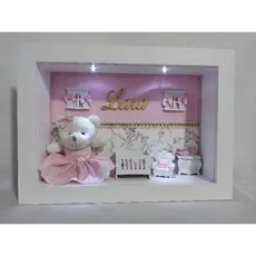 Porta maternidade cenário com ursinho e luz de led/quadrinho de bebe/quadro de porta