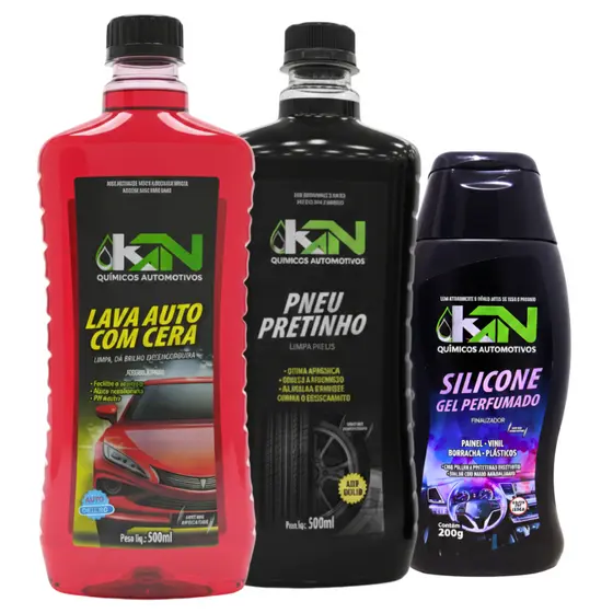 Lava Auto Shampoo Automotivo Pneu Pretinho Silicone Gel KN Automotivos