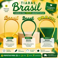 Tiara Brasil Kit com 5 ou 10  Personalizada Verde e Amarela para Jogos, Copa e Comemorações