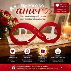 Presente Personalizado Símbolo do Infinito com Iniciais Decorativo Romântico Dia dos Namorados Casal