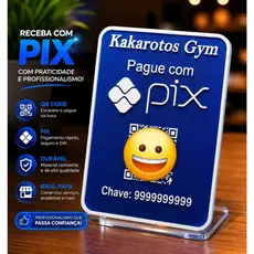 Placa Pix Personalizada com QR Code em Alto Relevo para Loja Comércio e Empresa impressão 3D Premium