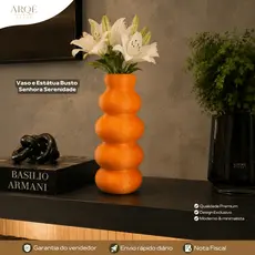 Vaso Laranja Venezia Arqé Decor Luxo Decorativo Sofisticado Moderno Elegante para Sala Quarto e Escritório