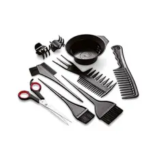 Kit Coloração Cabelo 11 Peças Pincel Tigela Pente Touca Mechas Tesoura Salão