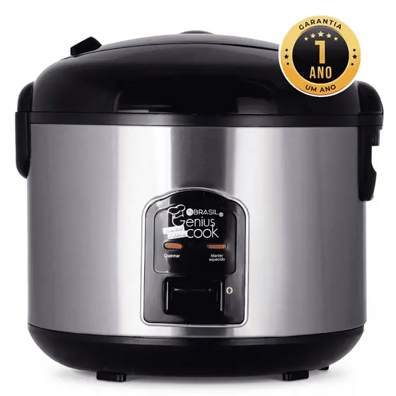 Panela de Arroz Elétrica 10 Xícaras Inox com Vaporizador de Legumes a Vapor 1.8L - In Brasil