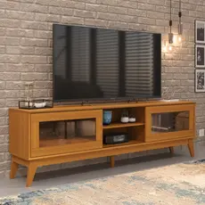 Rack Para Tv Até 65 Polegadas Amber 2 Portas Vidro Deslisante Reflecta 180Cm - Vianossa