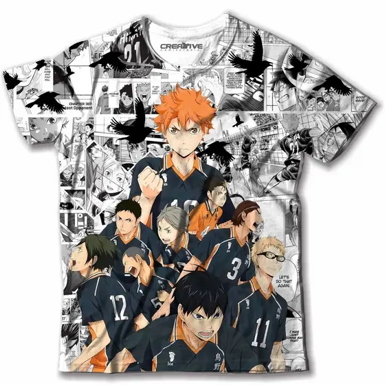 Camiseta Camisa Unissex Anime Haikyuu Vôlei Karasuno Hinata Exclusiva