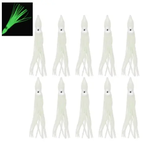 Isca Artificial Lula Em Silicone 11cm Brilha No Escuro - Branca